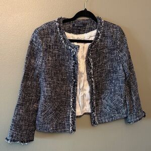 Brooks Brother Navy Tweed Fringe Jacket